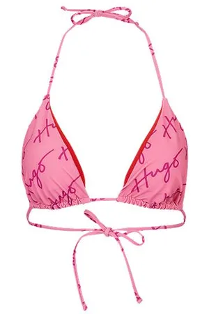 HUGO BOSS Szybkoschnąca trójkątna góra od bikini z logo w stylu odręcznego pisma