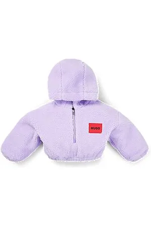 HUGO BOSS Dziecięca bluza z kapturem z kożuszkiem i wyszywanym logo na plecach