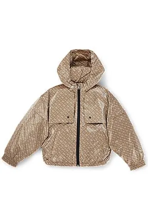 HUGO BOSS Dziecięca wiatrówka z kapturem ozdobiona monogramami.