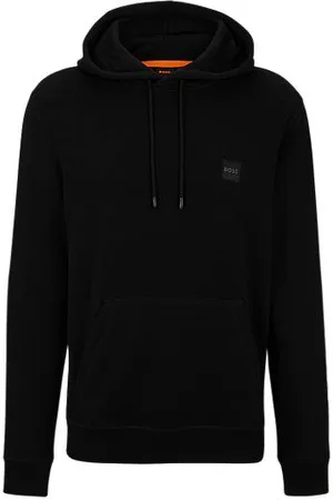 HUGO BOSS Bluza z kapturem o regularnym kroju z bawełnianej tkaniny frotte, z etykietą z logo