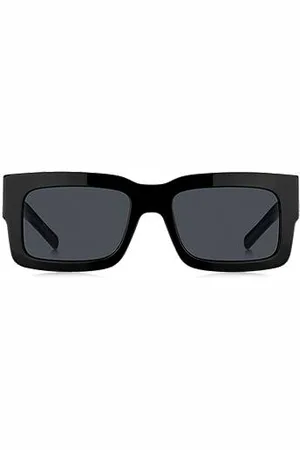 HUGO BOSS Okulary przeciwsłoneczne z czarnego acetatu z monogramem Double B