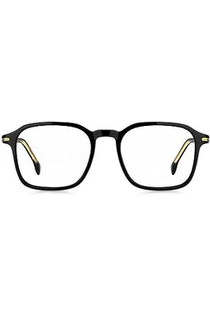 HUGO BOSS Oprawki okularów z czarnego acetatu z detalami w złotym odcieniu