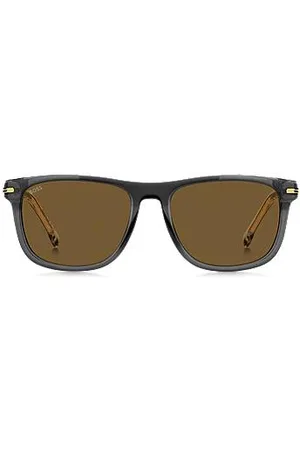 HUGO BOSS Okulary przeciwsłoneczne z szarego acetatu z efektem cieniowania