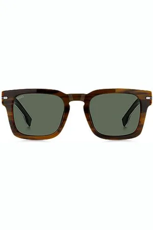 HUGO BOSS Okulary przeciwsłoneczne z wzorzystego acetatu z akcentami w odcieniu srebra