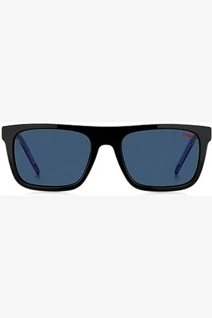 HUGO BOSS Okulary przeciwsłoneczne z czarnego octanu z niebieskimi cieniowanymi szkłami