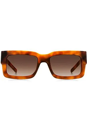 HUGO BOSS Okulary przeciwsłoneczne z acetatu z motywem Havana podwónym monogramem