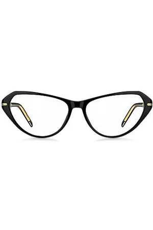HUGO BOSS Oprawki okularów z czarnego acetatu z detalami w złotym odcieniu