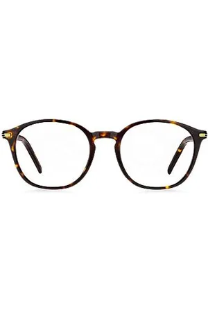HUGO BOSS Oprawki z acetatu z motywem Havana z detalami w złotym odcieniu