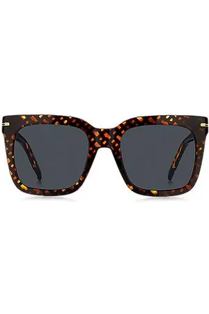 HUGO BOSS Okulary przeciwsłoneczne z monogramem i złotymi detalami