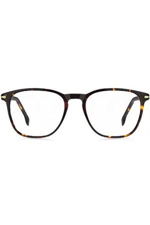 HUGO BOSS Oprawki z acetatu z motywem Havana z detalami w złotym odcieniu