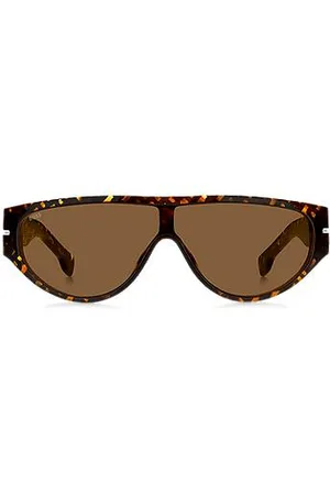 HUGO BOSS Okulary przeciwsłoneczne w stylu maski z acetatu z monogramem