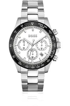 HUGO BOSS Zegarek z chronografem z bransoletą i białą tarczą