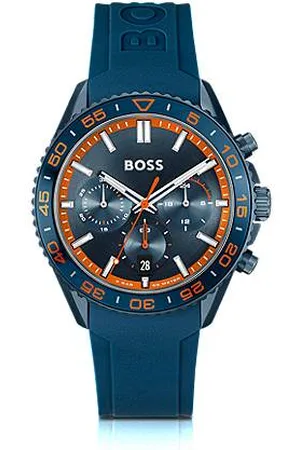 HUGO BOSS Zegarek z chronografem z niebieskim silikonowym paskiem i tonalną tarczą