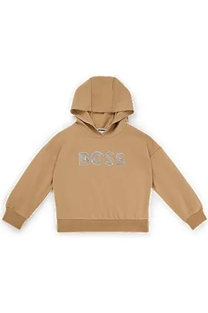 HUGO BOSS Dziecięca bluza z kapturem z elastycznego materiału z nadrukiem z logo