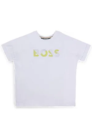 HUGO BOSS Dziecięca koszulka z elastycznej bawełny z błyszczącym nadrukiem z logo
