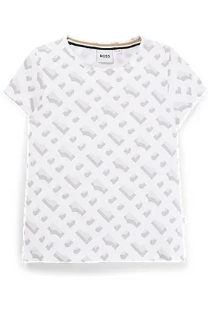 HUGO BOSS Dziecięca koszulka z elastycznej bawełny ze wzorem monogramu