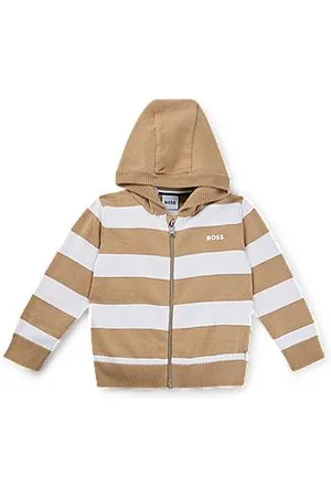HUGO BOSS Dziecięcy bawełniany kardigan w paski z nadrukowanym logo