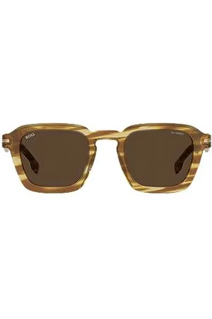 HUGO BOSS Włoskie okulary przeciwsłoneczne z limitowanej edycji z wzorzystego acetatu