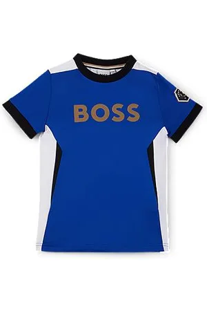 HUGO BOSS Dziecięca koszulka o wąskim kroju z blokami kolorystycznymi i oznakowaniem marki