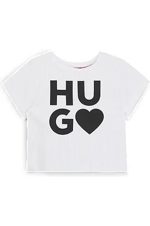 HUGO BOSS Dziecięca koszulka z mieszanki bawełny z nadrukowanym logo z sercem