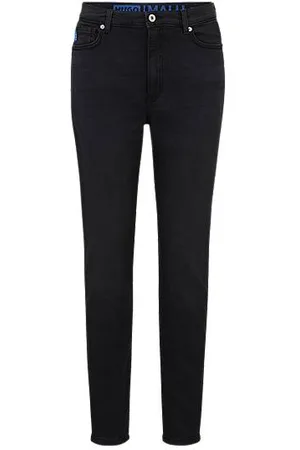 HUGO BOSS Czarne jeansy o bardzo wąskim kroju z denimu ze stretchem