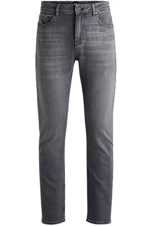 HUGO BOSS Jeansy Delaware o wąskim kroju z szarego denimu ze stretchem