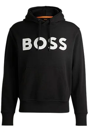 HUGO BOSS Bluza z kapturem o swobodnym kroju z bawełnianej tkaniny frotté z dużym logo