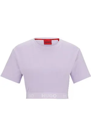 HUGO BOSS Koszulka z mieszanki bawełny z okrągłym dekoltem i gumką z logo