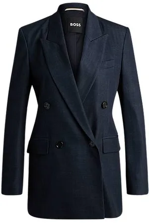 HUGO BOSS Długa marynarka o regularnym kroju z diagonalu imitującego denim