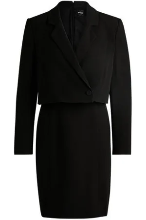 HUGO BOSS Dopasowana sukienka z matowego materiału