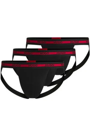 HUGO BOSS Trzypak slipów jockstrap z gumką z powtarzającym się logo