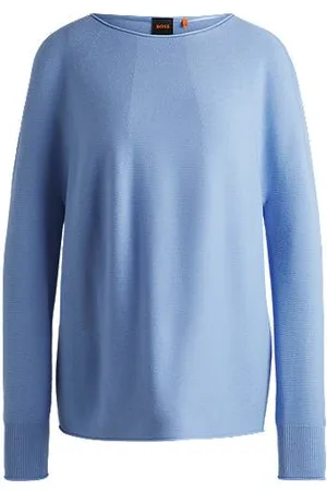 HUGO BOSS Sweter z szerokim dekoltem, podwiniętymi krawędziami i mankietami