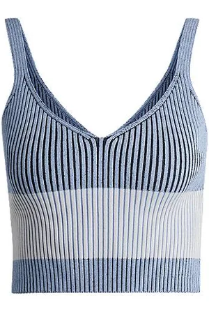 HUGO BOSS Top z dekoltem w serek z prążkowanej dzianiny