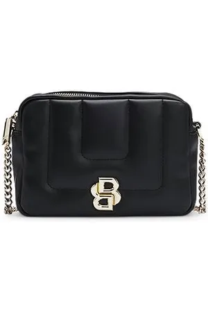 HUGO BOSS Pikowana torba na ramię z metalowym monogramem Double B