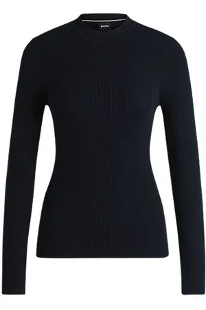HUGO BOSS Dzianinowy sweter o prążkowanej strukturze