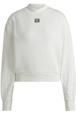 HUGO BOSS Bawełniana bluza o swobodnym kroju z dwupoziomowym logo