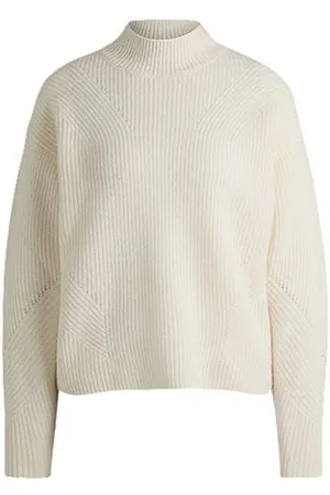 HUGO BOSS Sweter o prążkowanej strukturze ze stójką