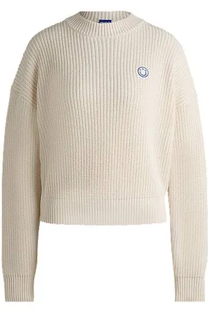 HUGO BOSS Sweter o swobodnym kroju z naszywką Happy