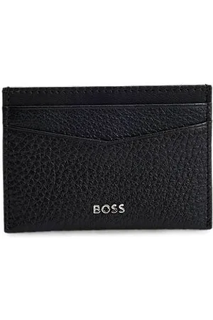 HUGO BOSS Etui na karty z ziarnistej skóry z metalowym literowym logo