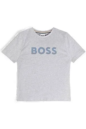 HUGO BOSS Dziecięca bawełniana koszulka o regularnym kroju z nadrukowanym logo