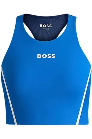 HUGO BOSS Krótki top z elastycznego dżerseju z detalami z siateczki