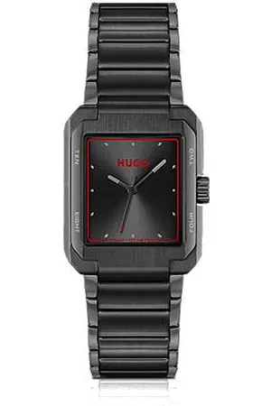 HUGO BOSS Zegarek z czarnej stali z czerwonymi akcentami