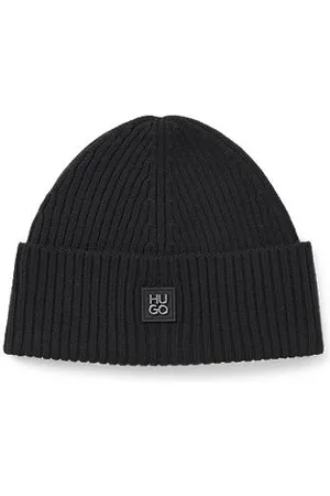 HUGO BOSS Czapka z wełny dziewiczej z dwupoziomowym logo