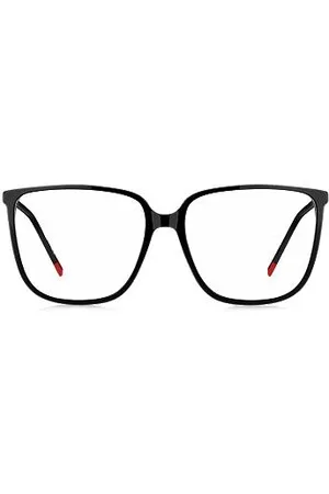 HUGO BOSS Oprawki okularowe z czarnego octanu ze złotymi zausznikami