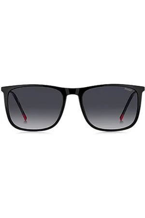 HUGO BOSS Czarne okulary przeciwsłoneczne z charakterystycznymi czerwonymi detalami