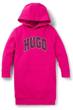 HUGO BOSS Długa bluza z kapturem dla dzieci, z logo w stylu uniwersyteckim