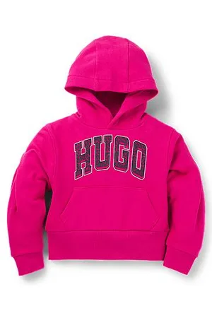 HUGO BOSS Dziecięca bluza z kapturem z polaru z mieszanki bawełny z logo w stylu uniwersyteckim