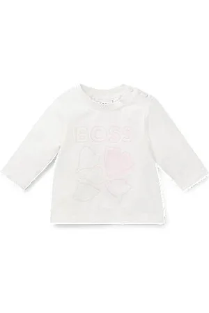 HUGO BOSS Niemowlęca koszulka z elastycznej bawełny ozdobiona grafiką z logo