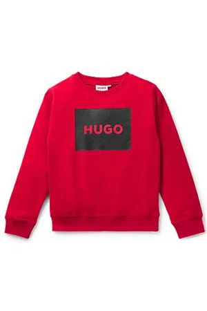 HUGO BOSS Dziecięca bluza z mieszanki bawełny z nadrukowanym kwadratowym logo