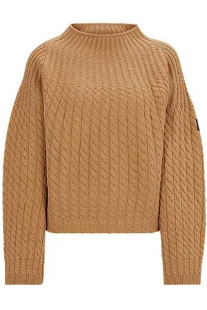 HUGO BOSS Krótki sweter z wełny i kaszmiru z kolekcji jeździeckiej